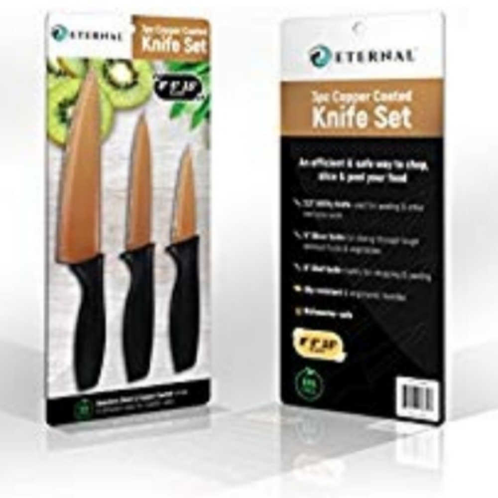 Copper coated 3pc Knife Set